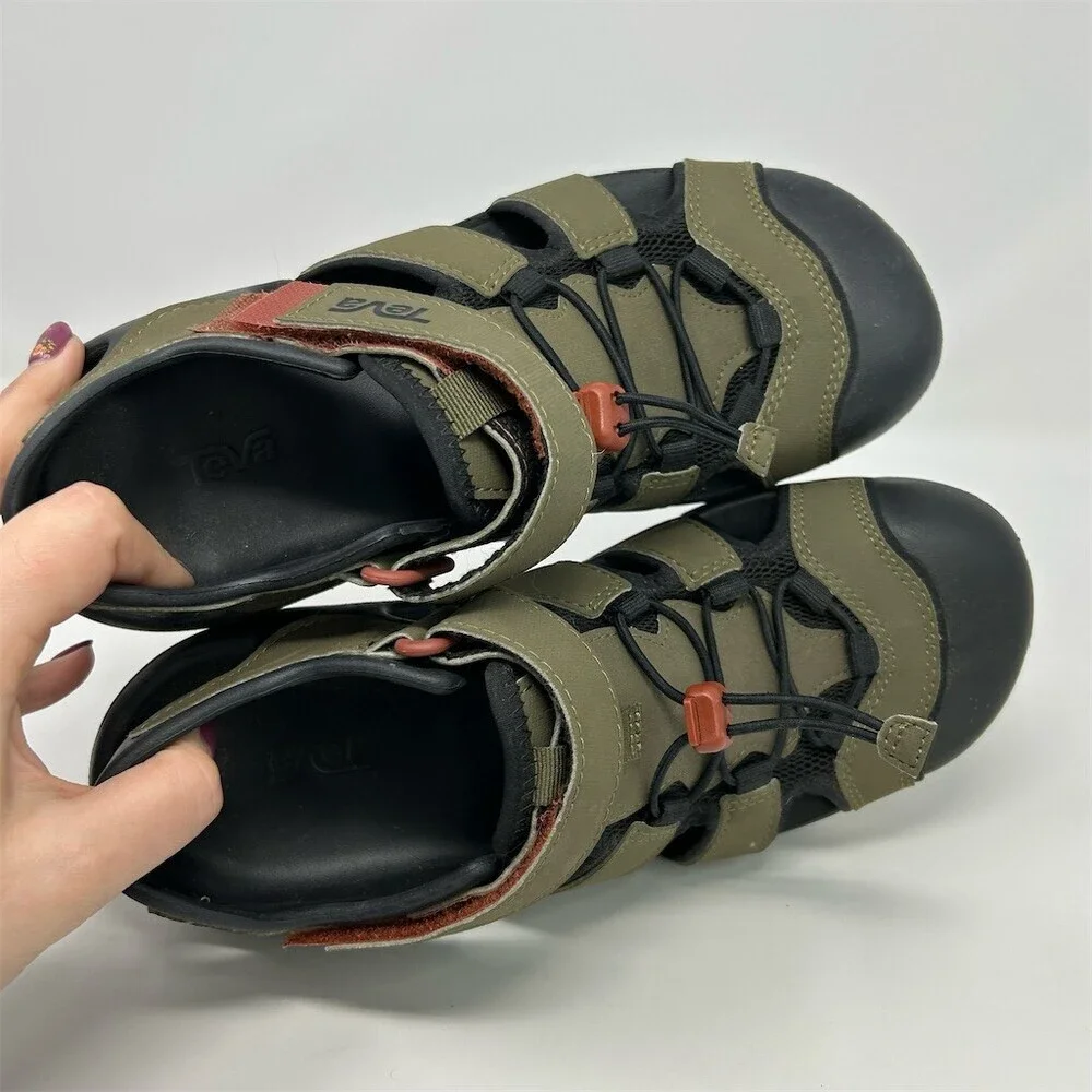 Teva Flintwood Men's Closed-Toe Sport Water Sandals Dark Olive Bungee Size 8